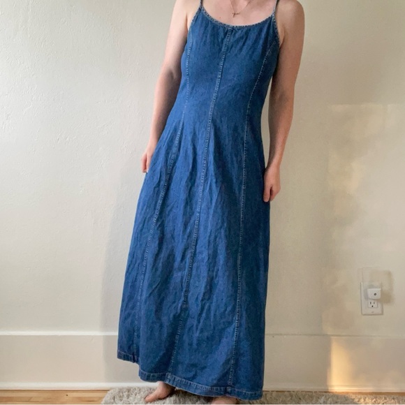 LAURA ASHLEY Maxi Denim Vintage Strappy dress - Picture 8 of 8